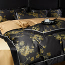 DecorBites™ Gold Flowers Luxury Egyptian Cotton Bedding Set with 1000TC Soft Duvet Cover, Sheets, Pillowcases