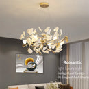 DecorBites™ Gold Branches Chandelier with Porcelain Leaves Pendant Light - Luxury Living room Decor