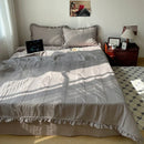 DecorBites™ Korean Princess Lace Ruffles Summer Quilt Bedspread - 3Pc Bedding Set