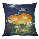 DecorBites™ Halloween Pumpkin Ghost Bat Linen Pillow Cover for Sofa Decor