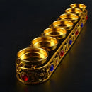 DecorBites™ Gem Inlaid Candlestick Stand for Buddhist Wedding Altars & Decor.