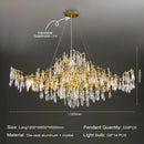 DecorBites™ Golden Crystal Chandelier - Modern Luxury Long Light for Kitchen, Dining, Living, Bedroom
