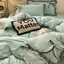 DecorBites™ Cotton Embroidery Bedding Set with Lace for All Seasons