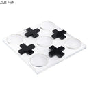 DecorBites™ Acrylic Tic-Tac-Toe Chessboard Set: Geometric Artwork Ornaments & Chess Pieces