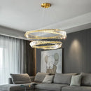 Luxury gold dna spiral crystal chandelier living room ring light
