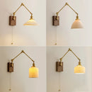 DecorBites™ Copper Swing Arm LED Wall Sconce Pull Chain Switch Rotate Walnut Canopy