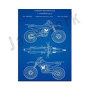 DecorBites™ Dirt Bike Patent Blueprint Poster Canvas Wall Art