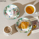 DecorBites™ Green Vine Flower Porcelain Coffee Mug Set for Dining and Tea