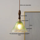 DecorBites™ Green Glass LED Pendant Lamp with Knob Switch, Copper Chandelier
