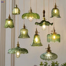 DecorBites™ Green Glass LED Pendant Light | Nordic Modern Copper Knob Switch Hanging Fixture