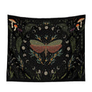 Botanical witchy tapestry black and cream mushroom bedroom wall decor