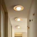 DecorBites™ Acrylic LED Ceiling Lamp Yellow Travertine Wood Canopy Wabi Sabi Style