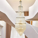 DecorBites™ Crystal Hollow Long Chandelier: Elegant Duplex Villa Hall Lighting