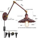 DecorBites™ Gold Industrial LED Wall Lamp with Pull Chain Switch for Home Decor