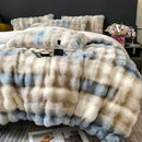 DecorBites™ Gradient Faux Rabbit Fur Bedding Set - Warm Luxury Plush Duvet Cover & Quilt Sets