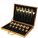 DecorBites™ 24-Piece Gold Stainless Steel Cutlery Set - Elegant Tableware Gift Box