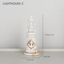DecorBites™ Coastal Wooden Lighthouse & Ship Model for Mediterranean Home Decor