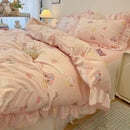 DecorBites™ Korean Princess Floral Print Bedding Set in Washed Cotton for Girls