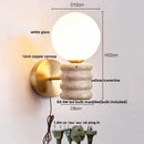 DecorBites™ Japanese LED Wall Lamp, Pull Chain Switch, Yellow Travertine Glass, White Shade