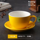 DecorBites™ 350ml Latte Ceramic Coffee Cup and Saucer Set - Set of 2