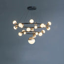DecorBites™ Gold Balls LED Chandelier: Art Deco Round Lighting with Acrylic Balls for Home Décor