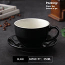 DecorBites™ 350ml Latte Ceramic Coffee Cup and Saucer Set - Set of 2