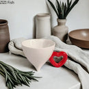 DecorBites™ Heart Ceramic Coffee Mug Tea Cup Set, Conical Dining Table Milk Juice Container