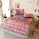 DecorBites™ Golden Feather Fitted Sheet Set: 120/150/180Cm + 2 Pillowcases