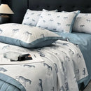 White zebra print cool silk summer quilt set bedroom bedding