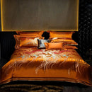 DecorBites™ Embroidered Brocade Egyptian Cotton Duvet Cover Set, Black Gold