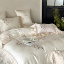 DecorBites™ Embroidered Lace Princess Bedding Set - 4 Piece Cotton Flowers Collection