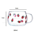 DecorBites™ Cute Letter Glass Mug, 380ml: Strawberry Tea Coffee Cup, Breakfast Milk Drinkware