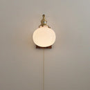 DecorBites™ Globe Ceramic Walnut Wood Wall Light with Pull Chain Switch and Rotatable Design