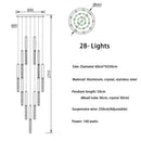 DecorBites™ Crystal Led Chandelier for Modern Loft Living Room Staircase, Gold Art Deco Hanging Lamp