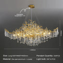 DecorBites™ Golden Crystal Chandelier - Modern Luxury Long Light for Kitchen, Dining, Living, Bedroom