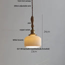 DecorBites™ Adjustable LED Pendant Lights Ash Wood White Ceramic Modern Hanging Lamp