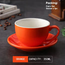DecorBites™ 350ml Latte Ceramic Coffee Cup and Saucer Set - Set of 2