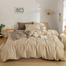 DecorBites™ Japanese Grid Print Bedding Set for All Seasons, Queen/King Size Quilt Cover