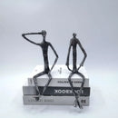 DecorBites™ Abstract Metal Human Sculpture Cast Iron Black Person Desktop Ornament