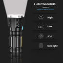 DecorBites™ LED Flashlight: High-light with 4 Lamp Beads, COB Floodlight, USB Rechargeable Outdoor Torch