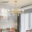 DecorBites™ Gold Crystal Chandelier with Lamp Shade for Elegant Living Room, Bedroom, and Kitchen