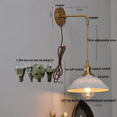 DecorBites™ Ceramic Brass LED Wall Light Fixture Pull Chain Switch Bedside Sconce