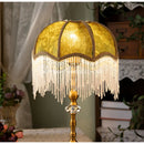 DecorBites™ Green Velvet Tasseling Lampshade for Luxury Nightstand Lamp