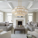 Luxury gold and amber crystal round pendant lights living room