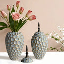 DecorBites™ Geometric Diamond Check Ceramic Vase: Home Decor Floral Arrangement & Accessories