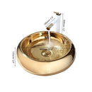 DecorBites™ Golden Plated Round Ceramic Luxury Bath Mixer Set with Brass Faucet & Pop Drain