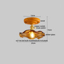 Amber leaf brass glass ceiling lamp bedroom light fixture