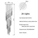 DecorBites™ Crystal Led Chandelier for Modern Loft Living Room Staircase, Gold Art Deco Hanging Lamp