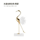 DecorBites™ Crane Golden Bird Agate Marble Crystal Home Decor Craft Statue
