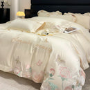 DecorBites™ Embroidered Flowers Butterfly Bedding Set - 4Pcs